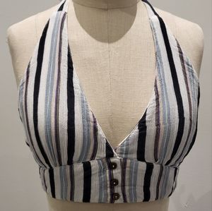 Out from Under - Urban Outfiters Cool Tone Stripped Halter Tie Top